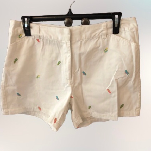 PRICE DROP Khakis white cotton shorts with flip flop, Size 14, 4” inseam - Picture 1 of 6